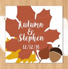 20 Personalized Fall Wedding Favor Labels/Square Stickers (1.8×1.8″) Glossy