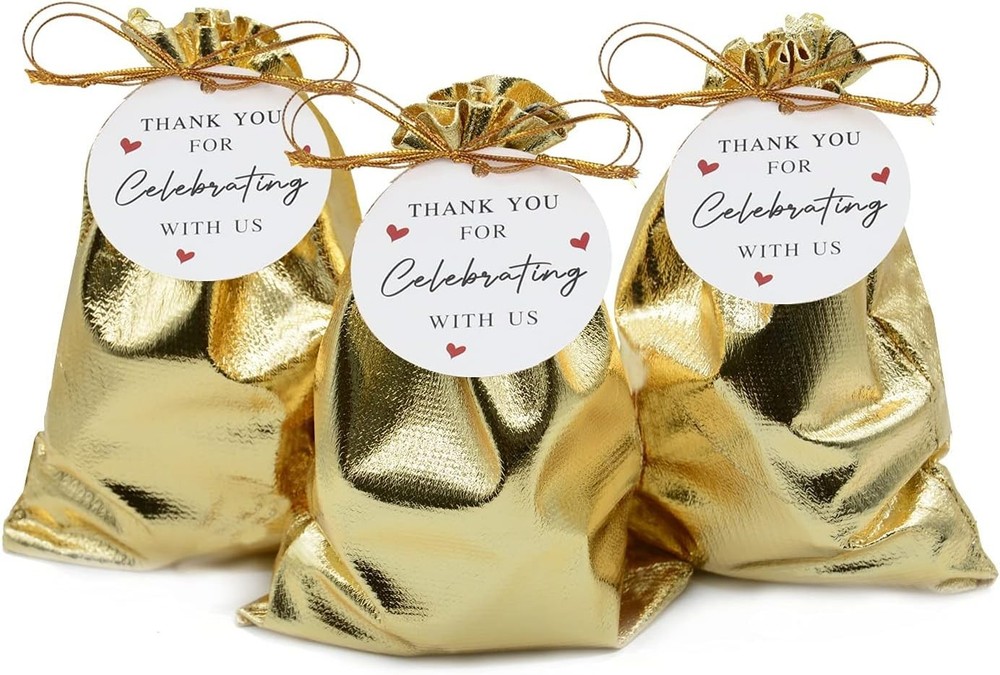 Pack of 100 5″X 7″ Heavy Duty Gold Drawstring Organza Jewelry Pouches Wedding Pa