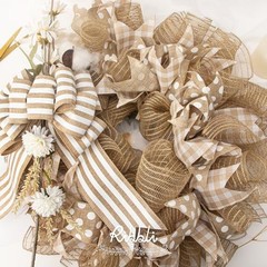 Poly Burlap Mesh Ribbon, 10 inch x 30 feet(10Yard), Natural with Beige/Natural