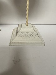 VTG Pair Metal Pedestal Display Stands Cream Lace Edge Wedding Cake Riser 8”