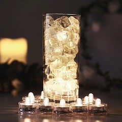 12 WARM WHITE Submergible Lights for Vases and Centerpieces Party Decorations