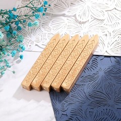 Elegant 5 Pcs Light Gold Sealing Wax Sticks with Wicks for Signatures & Crafts
