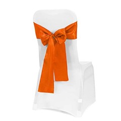 PCS Satin Chair Sashes Bows for Wedding Reception- Universal Chair 50 Orange