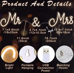 25×7 Inches Mr and Mrs LED Neon Sign – Perfect for Wedding & Reception Decor