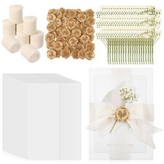 Fuyoooo 50 Set Wedding Invitations Wraps Pre Classic Style, Beige, Gold