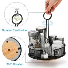 Yesland 2 Pack Metal Rotating Condiment Caddy Number Card Holder 7.75 Inch