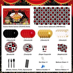 269 PCS Casino Theme Party Decorations: Poker Plates Napkins Cups Casino Birt…