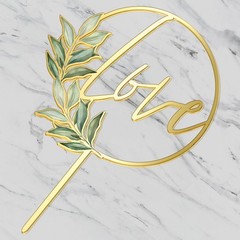 Party to Be Love Wedding Cake Topper Gold Acrylic Love 01 Design 02