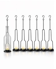 AceList 6 pakes Wrought Iron Hanging Pack of 6, 3.0″ Diameter – Black