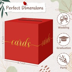 Red Graduation Card Box Gold Foil Gift For Wedding Reception Party Raffle