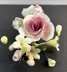 Vintage Porcelain Flowers on Wire Wedding Corsage Pink Handcrafted Unique