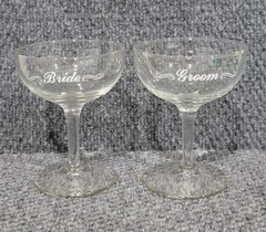 Bride And Groom Clear Glass Goblets