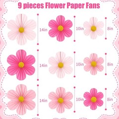 Pink Party Decorations Paper Flowers Decorations for Wall Classroom Paper Fan…
