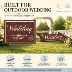 Wedding Direction Signs, 9-Piece Double-Sided Set with 2 Wedding This Way Signs,