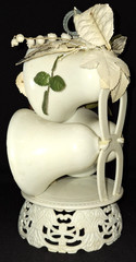 VTG BRIDE & GROOM LOVE BIRD DOVE w/RINGS WEDDING BELLS & HORSESHOES CAKE TOPPER