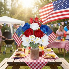 Nikuoan 13.8» 4th of July Artificial Red White Blue Normal, &
