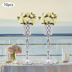10Pcs Crystal Vase for Centerpieces with Crystal Beads Wedding Vase for Table