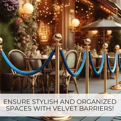 5FT Blue Braided Stanchion Rope Set – 6 Pack Thick Twisted VIP Ropes for S