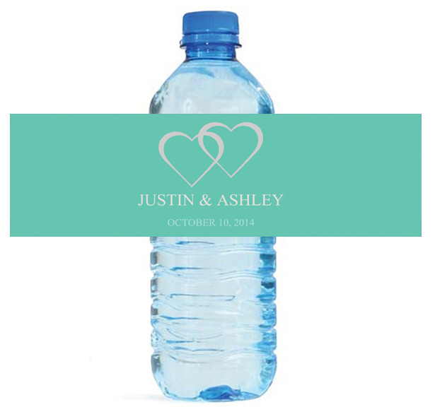 100 Modern Mint Water Bottle Labels Personalized Wedding Party Glossy Waterproof