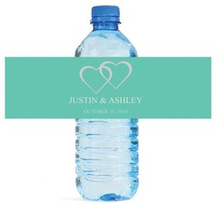 100 Modern Mint Water Bottle Labels Personalized Wedding Party Glossy Waterproof