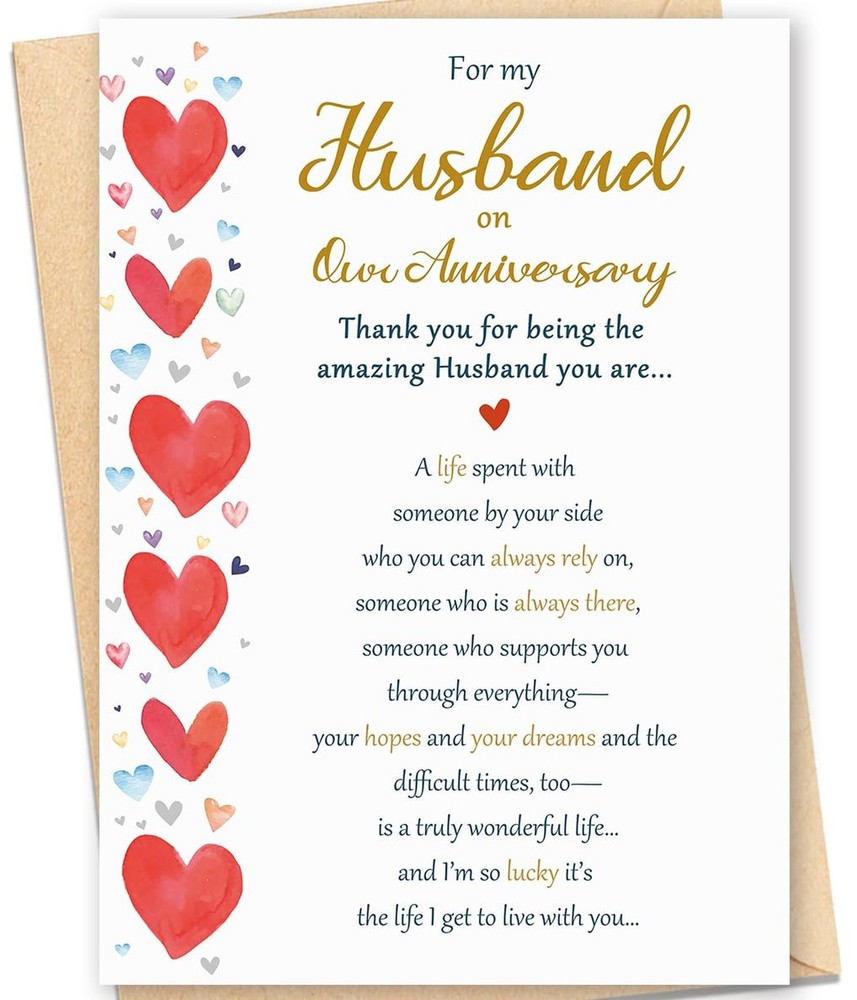 Romantic Anniversary Card for Husband, Husband Anniversary Card Gifts from Wi…