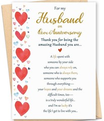 Romantic Anniversary Card for Husband, Husband Anniversary Card Gifts from Wi…