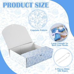 8 Pack Blue Floral Bridesmaid Proposal Gift Boxes W/ Ribbon Lids 7.87×10.6×3.2In