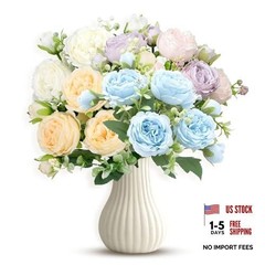 Mixed Colors Artificial Peony Flowers Fake White,champagne, Pink-purple , Blue