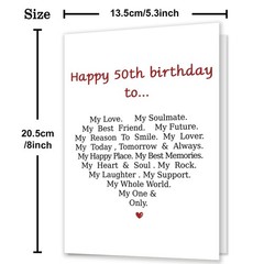 Funny 50th Birthday Card for Men Women,Romantic 50 Year Old Greeting Card for…