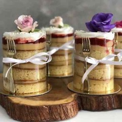 DIY Mini Cake Favor Set Clear Cake Wrap w/Mini Forks for Dessert Display Weddin