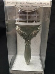 LILLIAN ROSE – WEDDING BOUQUET HOLDER * SILVER color * JEWELED & PEARL * NEW