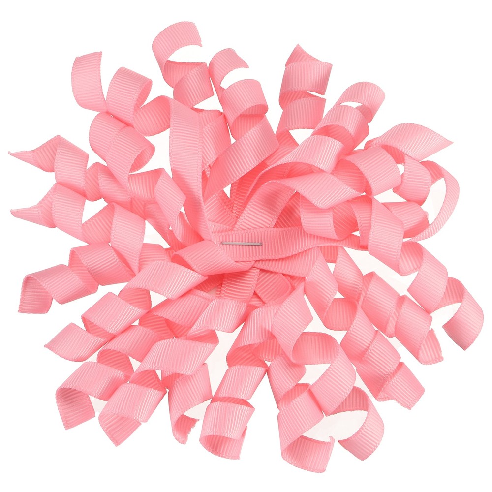 6 Pcs 4 Inch Grosgrain Curly Bows for Gift Wrapping Self-Adhesive Light Pink