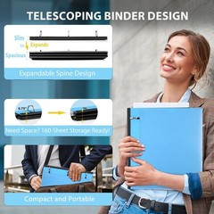 WOT I 12-Pack Telescoping 3 Ring Binder(0.75″), Expandable Flexible Binder – …