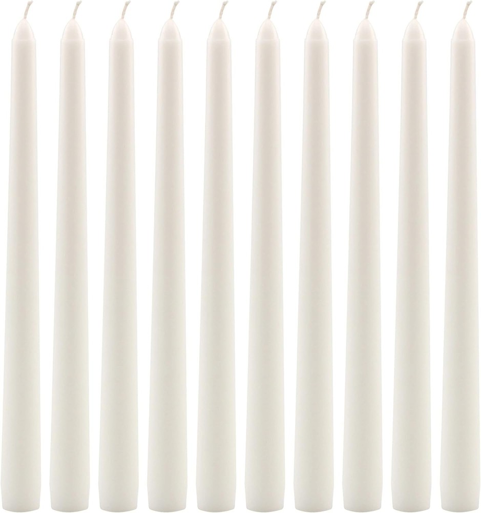 Stonebriar Tall 10″ White Unscented 10 Count Taper Candles, 7 10-Pack,