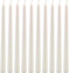 Stonebriar Tall 10″ White Unscented 10 Count Taper Candles, 7 10-Pack,