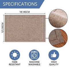 Set of 4 Decorative Linen Placemats 12 4 pieces 12 x 18” Light Coffee/Straight