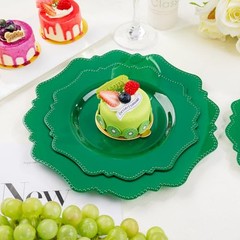 Disposable Party Plastic Plates 60Pcs, Green plastic Party Plates, Heavy Duty