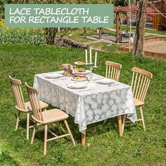 White Lace Tablecloth 60 X 120 Inches 120″ x 60″ (Rectangular) Camellia White