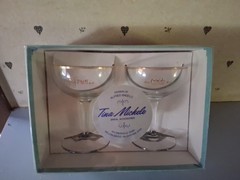 Bride & Groom Toast Glasses Goblets Set in Original Box Vintage