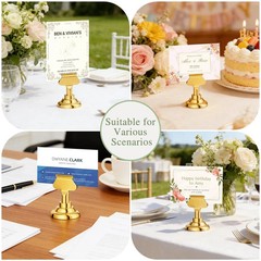16 Pieces Table Card Holder Place Card Holders 1.7 inches Gold Steel Card Hol…