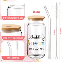Zhehao 16 Oz Teacher Wedding Lesson Planning Glass Cup with 16 Ounces, Clear