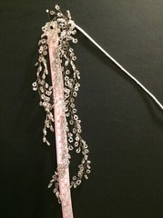 Bugle Beaded Leaf Petal Spray Picks, Floral Accent, Bridal, Wedding Clear/White