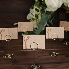 Gold 10 Sign Holders 3.5″ Circle Place Card Metal Table Number Stands Events