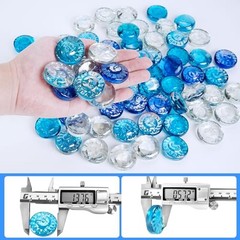 5 LB Flat Glass Stone – Decorative Marbles – Mixed Blues & Clear – Sun