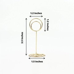 Gold 10 Sign Holders 3.5″ Circle Place Card Metal Table Number Stands Events