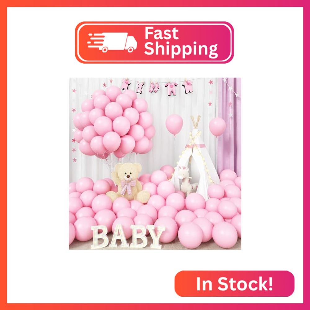 100 Pack 5 Inch Pastel Pink Latex Balloons – Matte Pink Helium Balloons for Girl