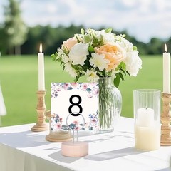 Table Number Holders Pack of 10 Metal Wire with Wooden Base for Better Stabil…