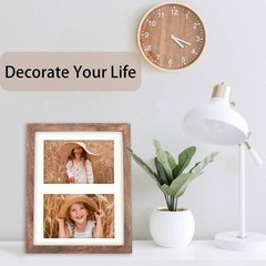8×10 Picture Frame Brown Display 4×6 Double Photos Horizontal and Vertical Fo…