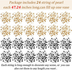24 Pcs Artificial Pearl String for Floating Candle Faux Pearls Beads String Pear