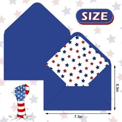 50 Pcs Patriotic Invitation Envelopes Red Blue Star Greeting Card Holders 4th of